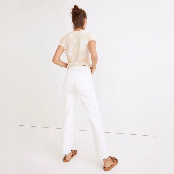 Madewell Perfect Vintage Straight Jeans Size 33 White: Ripped Knee Edition NWT - Picture 4 of 8